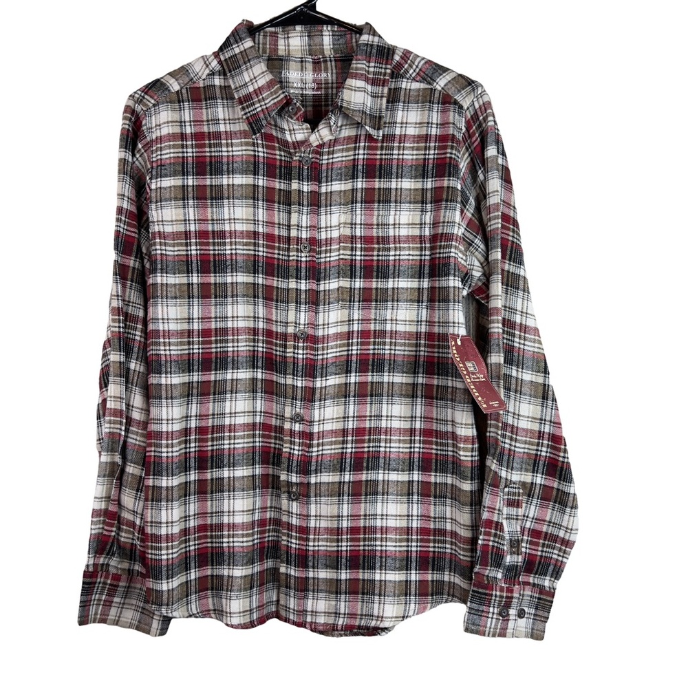 Faded Glory XXL (18) Plaid Flannel Button Front Long Sleeve Shirt with P…